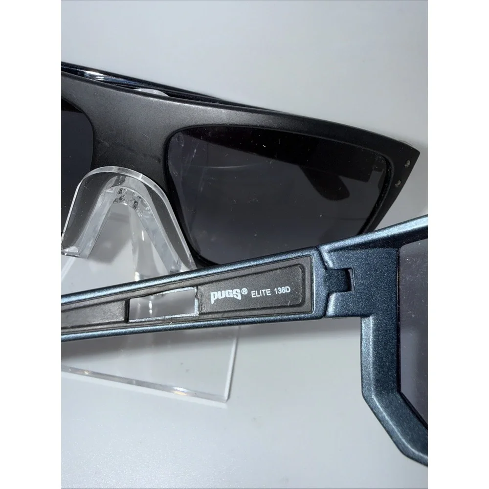 2 pairs of PugsGear Sunglasses-Elite Wrap Mirror Lens & Black Square Black Lens